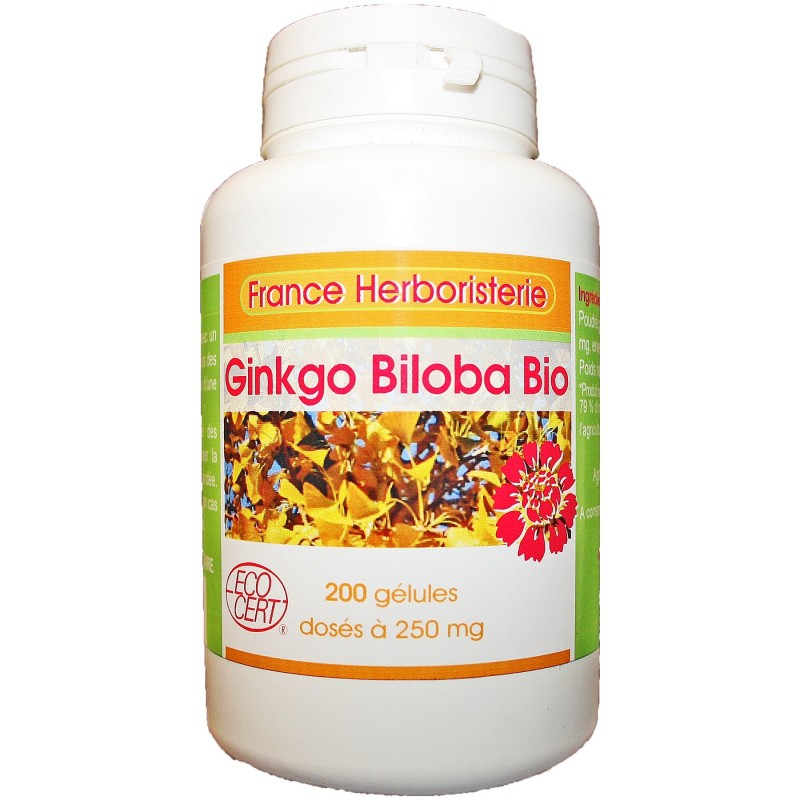 GELULES GINGKO-BILOBA 200 gélules dosées à 250 mg.