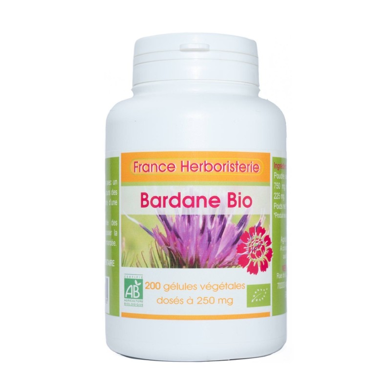 200 gélules BARDANE racine BIO AB dosées à 250 mg.