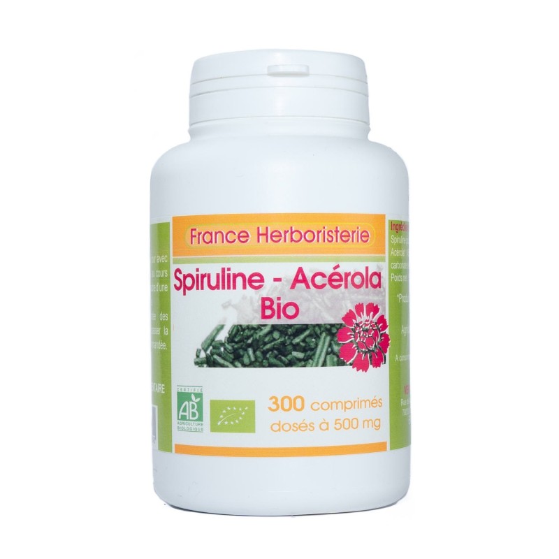 SPIRULINE+ ACEROLA ECOCERT 300 comprimés.